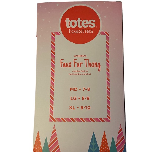 BNIB Totes Women's Toasties Faux-Fur Cross Slide Slippers - Picture 4 of 5